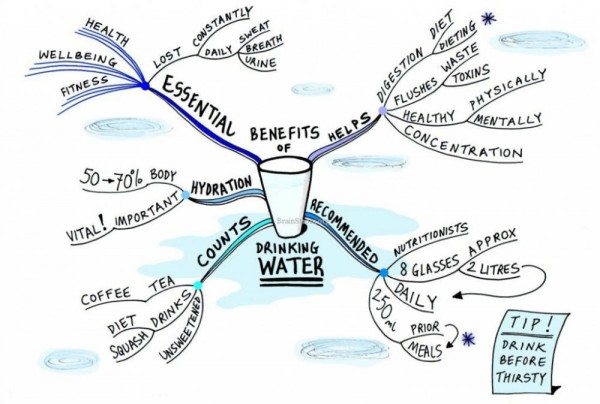 Drink Water On An Empty Stomach - Benefits Mind Map