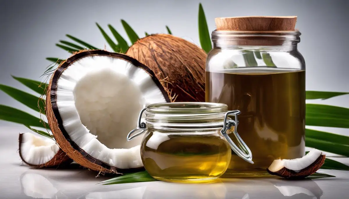 Image of a jar of coconut oil with a white background, representing the product mentioned in the text for eczema relief.